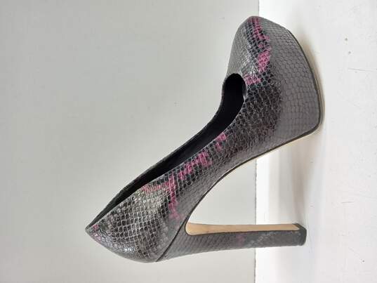 Brian Atwood Women's Black Purple Snake Print Platform Heels Size 7.5 image number 1