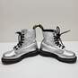 Dr. Martens PASCAL MET Combat Boots Metallic Silver Leather Women's  Size 5 image number 2