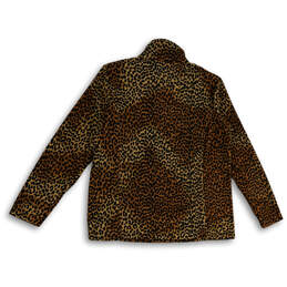 Womens Multicolor Leopard Print Mock Neck 1/4 Zip Fleece Jacket Size S/P alternative image