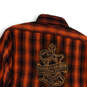NWT Womens Black Orange Plaid Collared Long Sleeve Button-Up Shirt Size XS image number 2