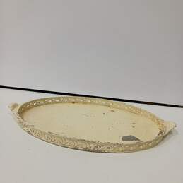 Off-White Painted Steel Oval Vanity Tray