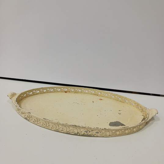 Off-White Painted Steel Oval Vanity Tray image number 1