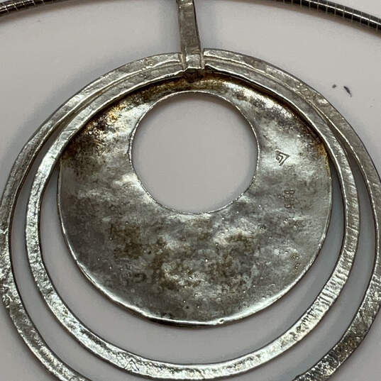 Designer Silipada 925 Sterling Silver Hammered Triple Ring Pendant Necklace image number 4