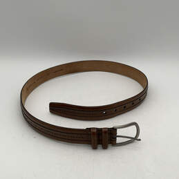 Mens Brown Leather Adjustable Single Tongue Buckle Waist Belt Size 34 alternative image