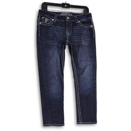 Womens Blue Denim Medium Wash Stretch 5-Pocket Design Skinny Leg Jeans Sz 6