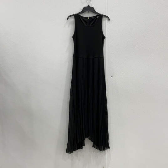 Womens Black Sleeveless Round Neck Champagne Pleated Maxi Dress Size Small image number 1