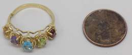 10K Gold Topaz Amethyst Citrine Peridot & Garnet Faceted Ovals Band Ring 2.6g alternative image