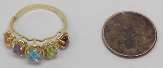 10K Gold Topaz Amethyst Citrine Peridot & Garnet Faceted Ovals Band Ring 2.6g image number 2