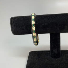 Designer J. Crew Gold-Tone Black Green Enamel Round Shape Bangle Bracelet