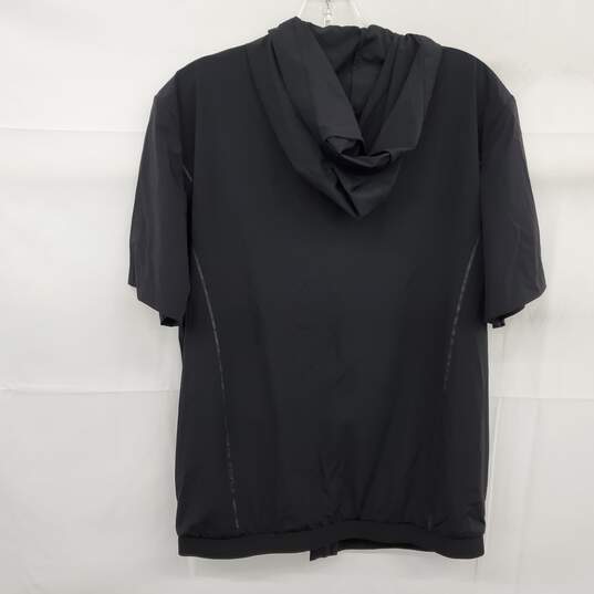 Prada Men's Black Bi-Stretch Short Sleeve Hooded Jacket Size 50 - AUTHENTICATED image number 3