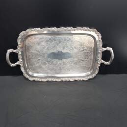 Large Rectangle Silver Plate Stamped Platter