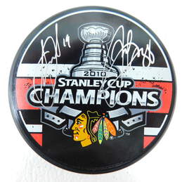2010 Patrick Kane Jonathan Toews Signed Stanley Cup Champions Puck w/ COA