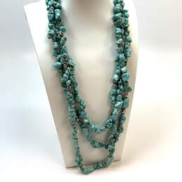 Designer Lucky Brand Turquoise Stone Multi Strand Beaded Necklace