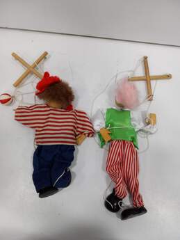 2 Tellon Wood & Cloth Marionette Puppets Clown and Juggler alternative image