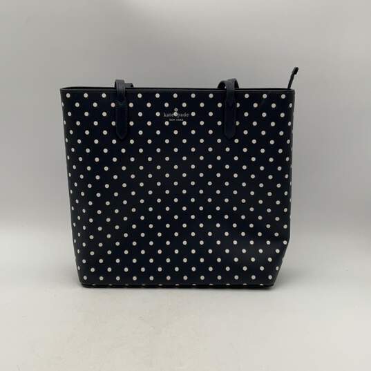 Kate Spade NY Womens Black White Leather Polka Dot Zipper Tote Bag image number 1