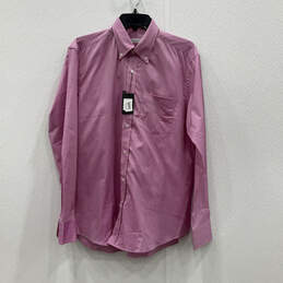 NWT Mens Pink Long Sleeve Spread Collar Button Up Dress Shirt Size 38-39