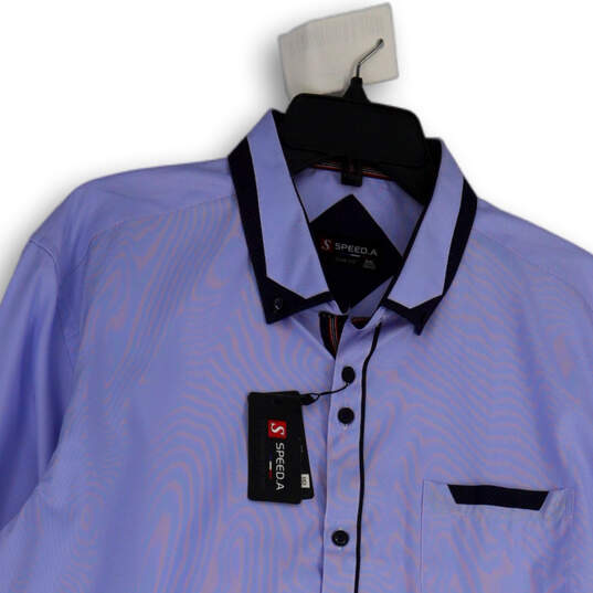NWT Mens Blue Collared Long Sleeve Slim Fit Button-Up Shirt Size XXL 44/45 image number 3