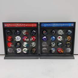 Bundle of Assorted Multicolor NFL Miniature Helmet Collection of Various Teams w/ Display alternative image