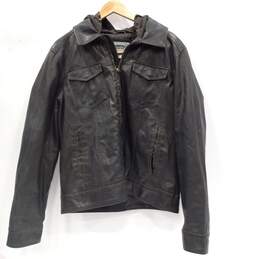 Levi's Signature Men's Black Faux Leather Hooded Jacket Size L
