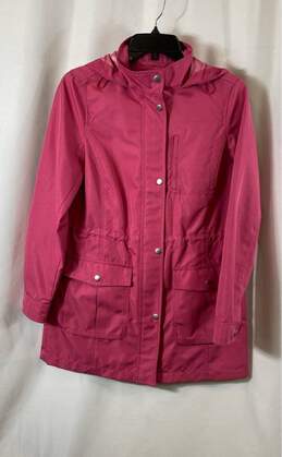 Talbots Womens Pink Pockets Long Sleeve Snap Front Hooded Rain Coat Size XS