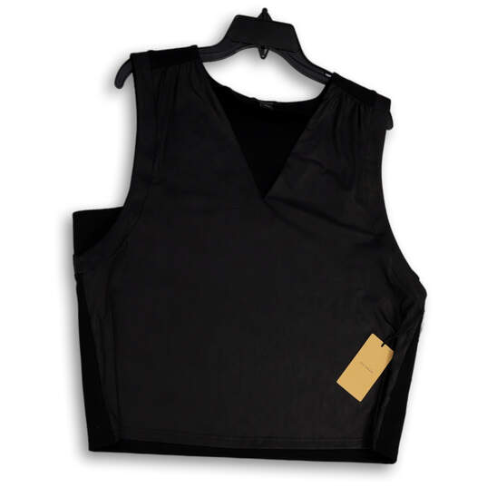 NWT Womens Black V-Neck Regular Fit Sleeveless Pullover Tank Top Size XL image number 1