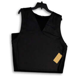 NWT Womens Black V-Neck Regular Fit Sleeveless Pullover Tank Top Size XL