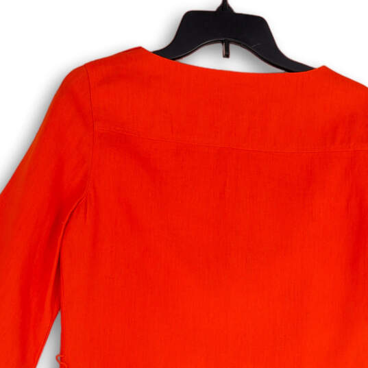 Womens Orange Long Sleeve Keyhole Neck Knee Length Shift Dress Size 2 image number 4