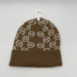 NWT Womens Brown Signature Print Knitted Cuffed Winter Beanie Hat One Size alternative image