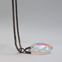 Sterling Silver Faceted Crystal Pendant Byzantine 17 1/2 Inch Necklace 63.5g alternative image