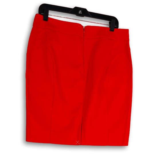 Womens Red Flat Front Slash Pocket Back Zip Straight & Pencil Skirt Sz 12P image number 2