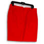 Womens Red Flat Front Slash Pocket Back Zip Straight & Pencil Skirt Sz 12P image number 2