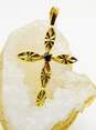 14K Yellow Gold Spinel Etched Cross Pendant 1.2g image number 3