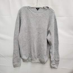J. Peterman WM's Cotton Blend Light Gray Blue Scoop Neck Sweater Size XL