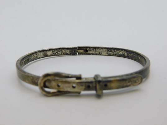 Taxco Mexico 925 Modernist Belt Buckle Hinged Bangle Bracelet 17.4g image number 1