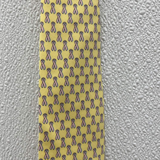 NWT Mens Yellow Pink Ribbon Breast Cancer Awareness Pointed Necktie image number 3
