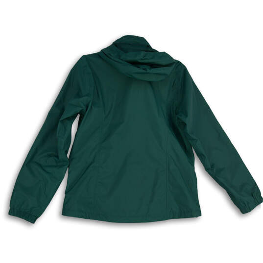 Womens Green Long Sleeve Hooded Full-Zip Rain Jacket Size Large image number 2