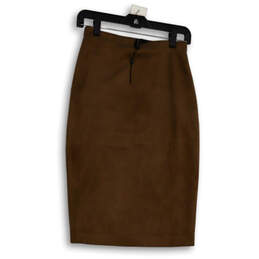 Womens Brown Flat Front Knee Length Straight And Pencil Skirt Size XXS