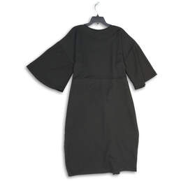 NWT Womens Black Short Sleeve Crew Neck Tie Waist Pullover Wrap Dress Sz 22 alternative image