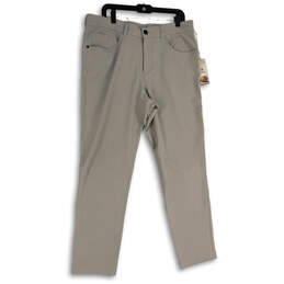 NWT Mens Gray Flat Front 4 Way Stitch Straight Leg Chino Pants Size 36x32