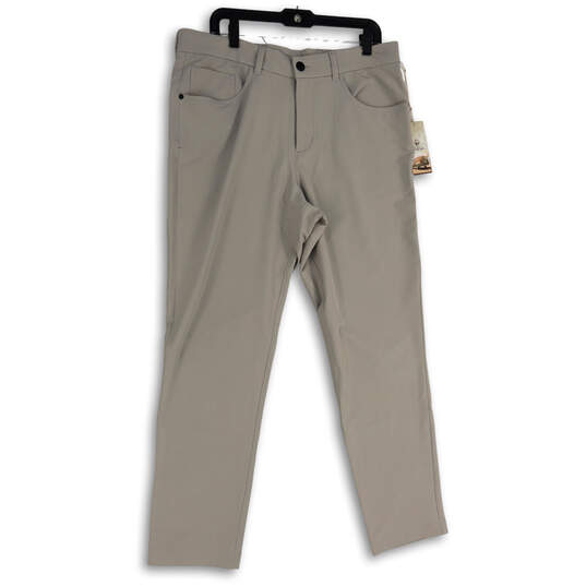 NWT Mens Gray Flat Front 4 Way Stitch Straight Leg Chino Pants Size 36x32 image number 1