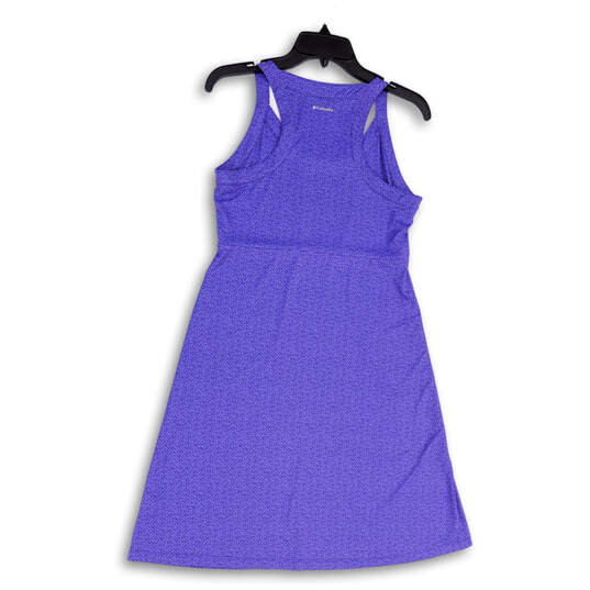 Womens Purple White Sleeveless Round Neck Knee Length A-Line Dress Size S image number 2