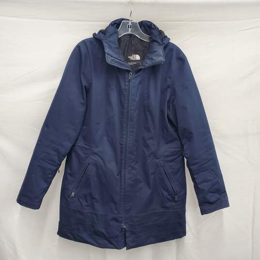 The North Face WM's Navy Blue 100% Polyester Winter Hooded Parka Size L image number 1