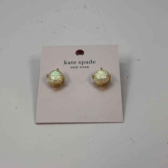 Designer Kate Spade Gold-Tone Rise And Shine Opal Glitter Stud Earrings image number 3