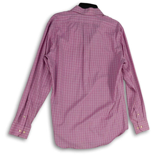 Mens Pink Plaid Spread Collared Long Sleeve Button-Up Shirt Size Medium image number 2