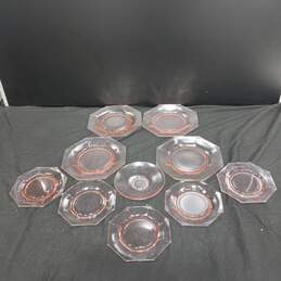 10pc Mixed Lot Pink Depression Glass Plates