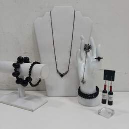 Bundle of Assorted Black Themed Costume Jewelry