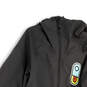 Womens Black Stretch Pockets Full-Zip Windbreaker Jacket Size Large image number 3