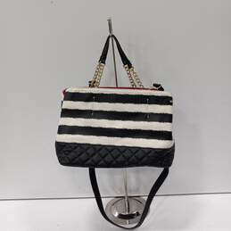 Betsy Johnson Black/White Stripe Shoulder Bag Handbag Satchel alternative image