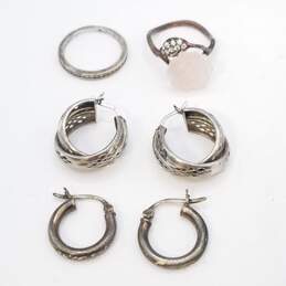 Sterling Silver Multi Gemstone Ring Earring Jewelry Bundle 4 Pcs 12.3g