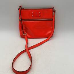 Kate Spade Womens Orange Leather Adjustable Strap Zipper Crossbody Bag Purse